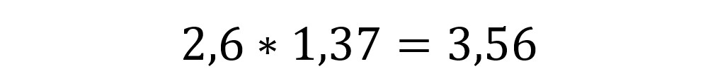 2,6*1,37=3,56