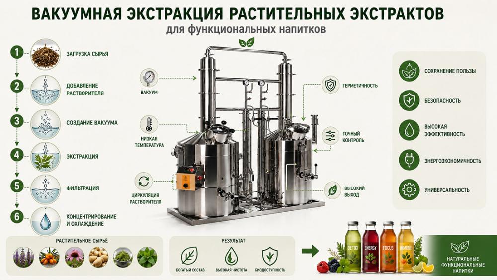 Схема вакуумной экстракции на экстракторе Доктор Губер
