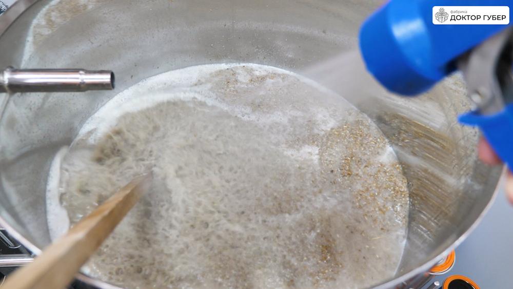 Промывание дробины в фильтр-чане пивоварни Миджет