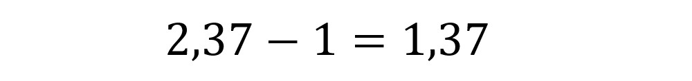 2,37-1=1,37