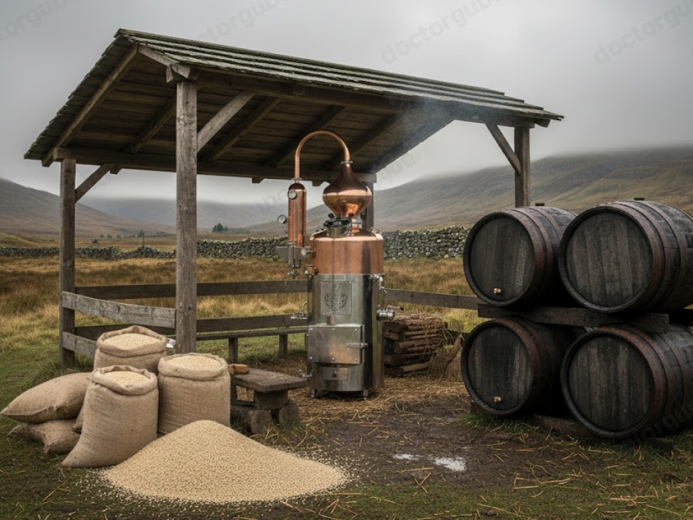 вискарный аламбик на дровах