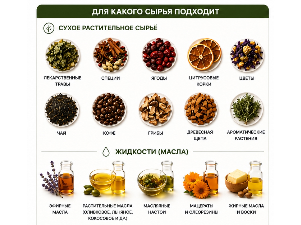 примеры сырья из которого получаются экстракты
