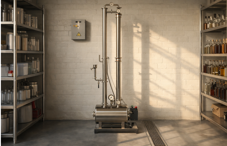 Непрерывная бражная колонна 30 л Доктор Губер на производстве спирта-сырца.jpg